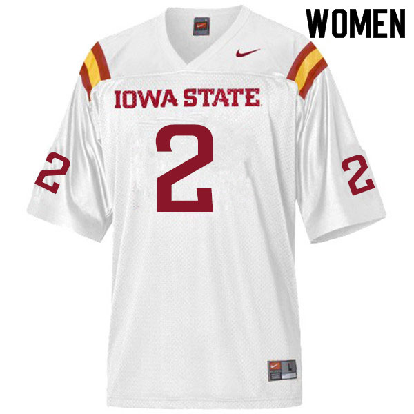 Women #2 Datrone Young Iowa State Cyclones College Football Jerseys Sale-White - Click Image to Close